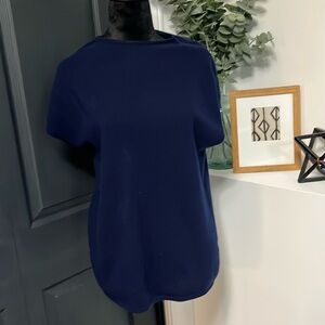 Cashmere, short sleeve, navy blue sweat sweater